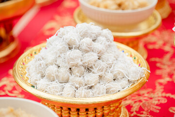 Boiled coconut dessert in a plate