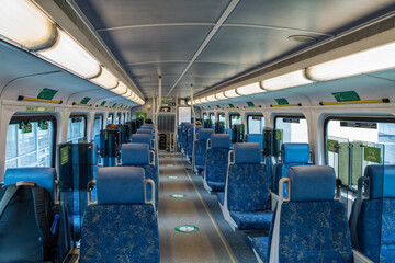 Interior of the GO Transit Go Train carriage still keeping the seat and acrylic divider from the...
