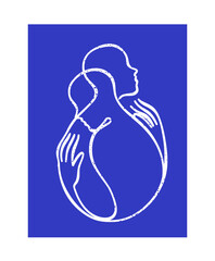 People embracing are drawn in one line