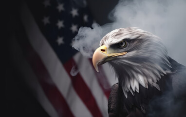 Bald Eagle on American flag.