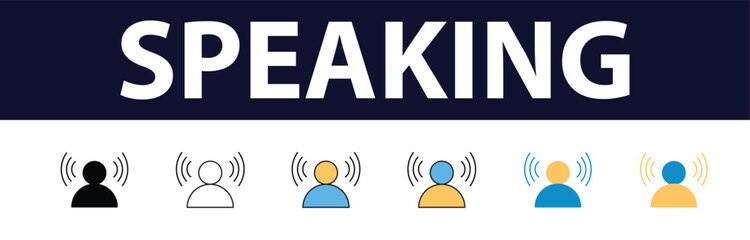 Speaking icon set color fill. Communication icons collection. Containing discussion, speech bubble, talking and consultation. Speak icons Pixel perfect. Mobile, message, support, ....