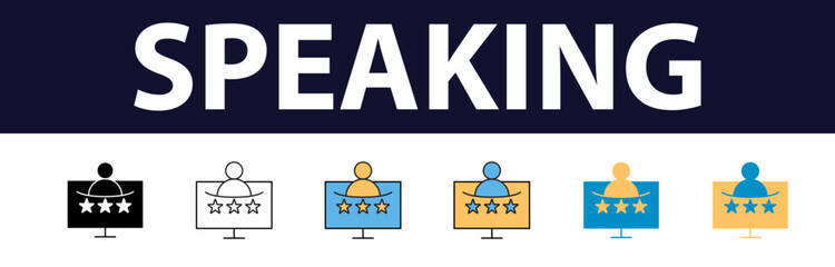 Speaking icon set color fill. Communication icons collection. Containing discussion, speech bubble, talking and consultation. Speak icons Pixel perfect. Mobile, message, support, ....