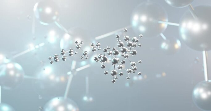 Latanoprost rotating 3d molecule, molecular structure of xalatan, seamless video