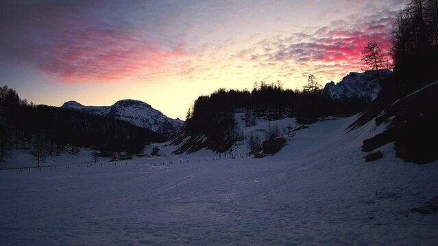  Spectacular red sunset on Alpe Devero.