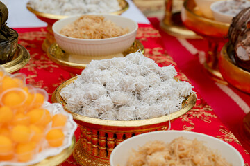 Boiled coconut dessert in a plate
