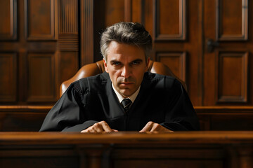 Obraz premium An intense courtroom scene with a lawyer presenting a compelling argument