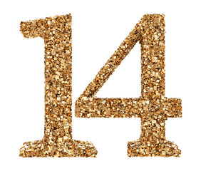14 number gold glitter