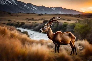 Foto op Plexiglas mountain goat in the mountains © rabia