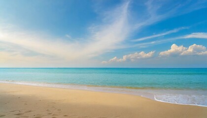 Fototapeta na wymiar seascape of beautiful tropical beach with calm sky sea view and sand beach summer background