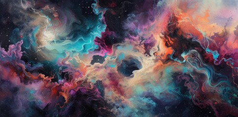 Fototapeta na wymiar Colorful space galaxy cloud nebula. Stary night cosmos. Universe science astronomy. Supernova background wallpaper, panorama of a cosmic scene Ai generated