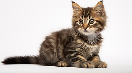 Obraz premium Little adorable cute kitty isolated on white background