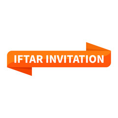 Iftar Invitation Text In Orange Ribbon Rectangle Shape For Information Announcement Promotion Business Marketing Social Media
