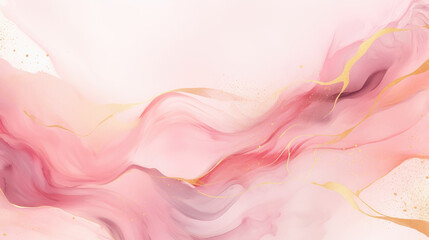 Pink and gold liquid watercolor wallpaper background