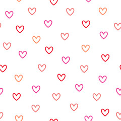 Vector seamless pattern with outline hearts on a white background - 723836416