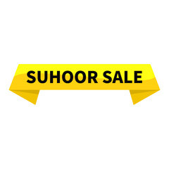 Suhoor Sale Text In Yellow Ribbon Rectangle Shape For Promotion Business Marketing Social Media Information Announcement
