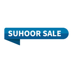 Suhoor Sale Text In Blue Ribbon Rectangle Shape For Promotion Business Marketing Social Media Information Announcement
