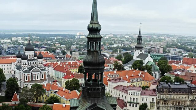 Tallinn old town church towers aerial view
