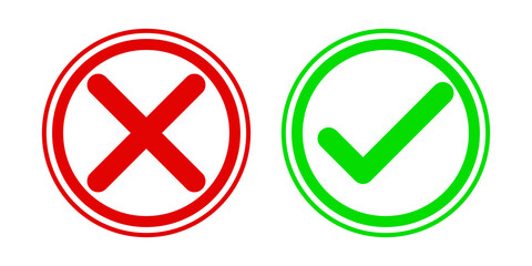 green tick and red cross	