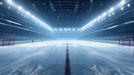 Hockey ice rink sport arena empty field - stadium - obrazy, fototapety, plakaty