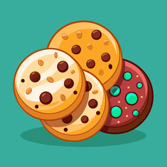 Chocolate Drops Cookies. Delicious dessert for children. Vector illustration
