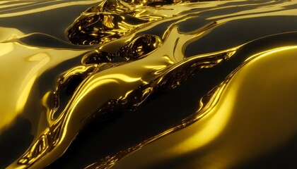 liquid gold black liquid wavy shiny background 3d rendered oily gold texture 3d background