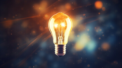 light bulb turns on partially bright idea on business success banner concept background