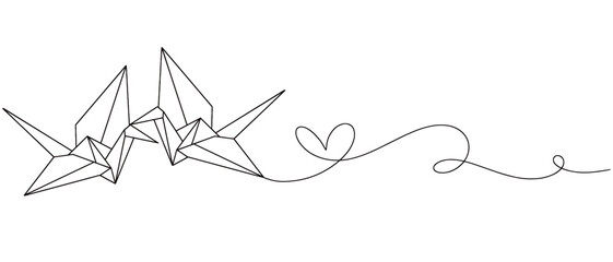 Origami bird line art illustration vector with transparent background 