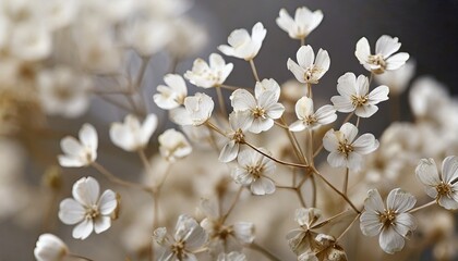 gypsophila dry little white flowers light macro