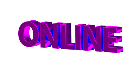 Online - pinke plakative 3D-Schrift, Internet,  soziale Medien, Einkauf, Suchbegriffe, Ranking, Suchmaschine, Website, Internet, eCommerce, Social Media, Marketing, Kommunikation, Gamining