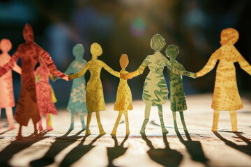 Paper men holding hands. A symbol of friendship, team, unity