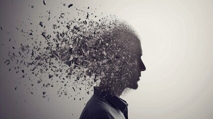Businessman with mind blowing idea, symbolizing the explosive power of brainstorming in chaos