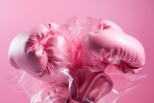 Representation of fighting breast cancer pink boxing glove
