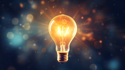 light bulb turns on partially bright idea on business success banner concept background