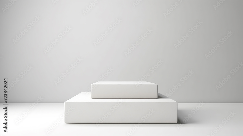 Wall mural white podium abstract empty three-dimensional platform design.