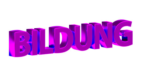 Bildung - pinke plakative 3D-Schrift, Lernen, Schule, Studium, Ausbildung, Weiterbildung, Bildungssystem, Pädagogik, Wissen, Unterricht, Karriere, Rendering, Freisteller