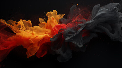 Abstract colorful smoke on a black background. orange fog