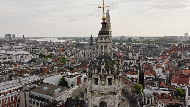 Antwerp church towers in the old city