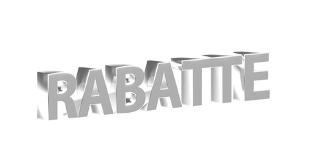 Rabatte silberne plakative 3D-Schrift, Aktionsangebot, Ermäßigung, Vergünstigung, Sonderpreis, Schnäppchen, reduziert, Preisnachlass, Aktion, Sonderaktion, Gutschein-Code, Rendering, Freisteller