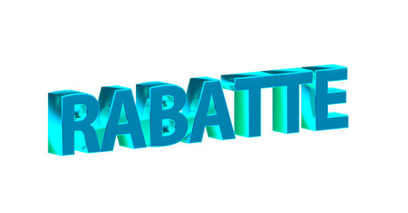 Rabatte türkise plakative 3D-Schrift, Aktionsangebot, Ermäßigung, Vergünstigung, Sonderpreis, Schnäppchen, reduziert, Preisnachlass, Aktion, Sonderaktion, Gutschein-Code, Rendering, Freisteller