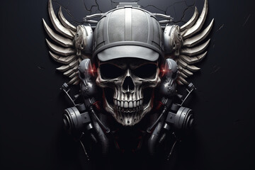 human skull with skeleton