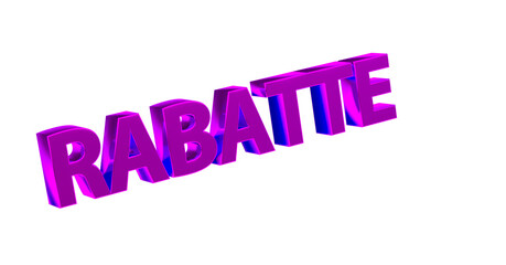 Rabatte pinke plakative 3D-Schrift, Aktionsangebot, Ermäßigung, Vergünstigung, Sonderpreis, Schnäppchen, reduziert, Preisnachlass, Aktion, Sonderaktion, Gutschein-Code, Rendering, Freisteller