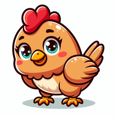 Cartoon character chicken, flat colors