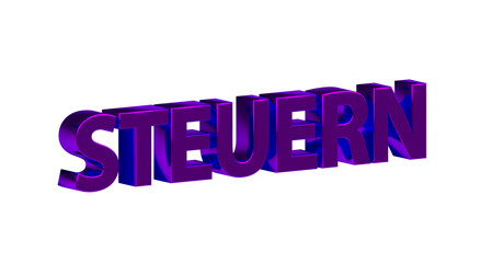 Steuern - violette plakative 3D-Schrift, Abgaben, Finanzamt, Einkommensteuer, Umsatzsteuer, Körperschaftsteuer, Mehrwertsteuer, Steuerpflicht, Business, Freisteller, Rendering