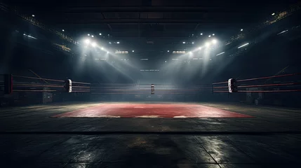 Foto op Canvas Epic empty boxing ring in the spotlight on the fight ©  Mohammad Xte