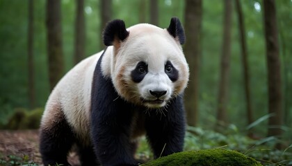 Naklejka premium giant panda in the forest