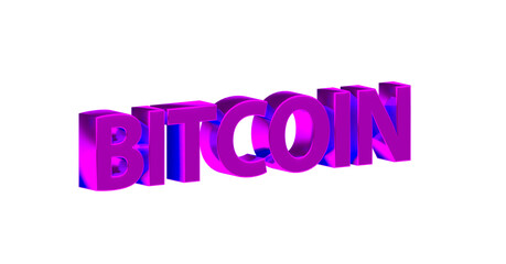 Bitcoin - pinke plakative 3D-Schrift, Kryptowährung, digitale Währung, Finanzen, Investition, Geldanlage, Wirtschaft, anonym, Freisteller, Rendering
