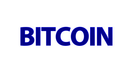 Bitcoin - blaue plakative 3D-Schrift, Kryptowährung, digitale Währung, Finanzen, Investition, Geldanlage, Wirtschaft, anonym, Freisteller, Rendering
