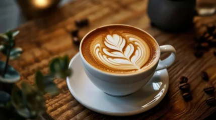  Cup of coffee latte. Generative AI © saicle