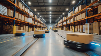 Dynamic Warehouse Operation Automated Carts in Motion