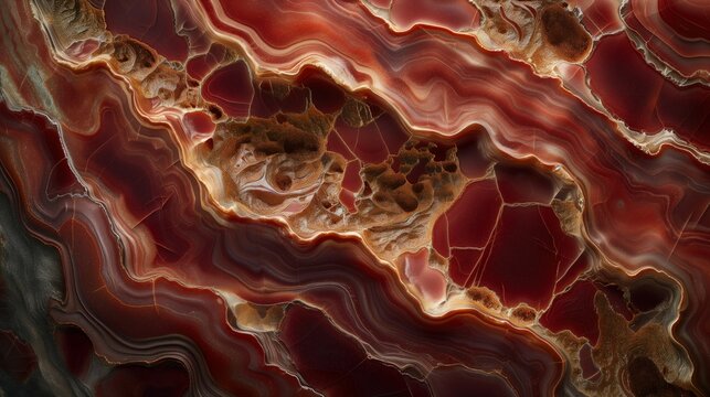 macro red marble with golden pattern natural lighting, intricate details texture